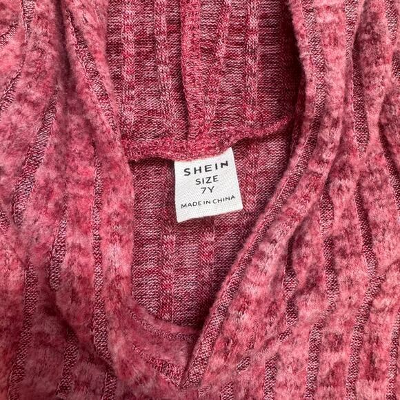 Shein Dress Bundle of 2 Girls 7Y Dusty Rose Ribbed Pullover Long Sleeve Velvet - Picture 3 of 8